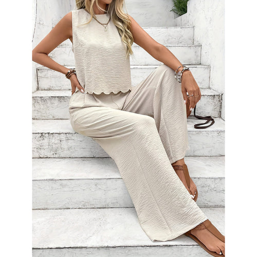 Casual Sleeveless Vest Casual Trousers Suit Summer Tank Top Casual Pants Set For Daily Wear Women's Clothing